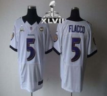 Nike Ravens -5 Joe Flacco White Super Bowl XLVII Stitched NFL Elite Jersey