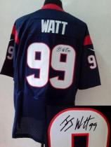 Nike Houston Texans -99 JJ Watt Navy Blue Team Color Mens Stitched NFL Elite Autographed Jersey