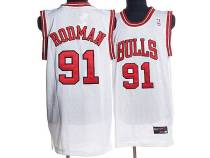 Chicago Bulls -91 Dennis Rodman Stitched White NBA Jersey