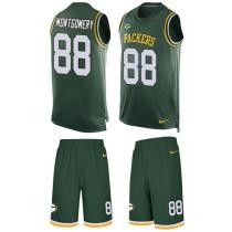 Packers -88 Ty Montgomery Green Team Color Stitched NFL Limited Tank Top Suit Jersey