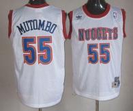 Denver Nuggets -55 Dikembe Mutombo White Swingman Throwback Stitched NBA Jersey
