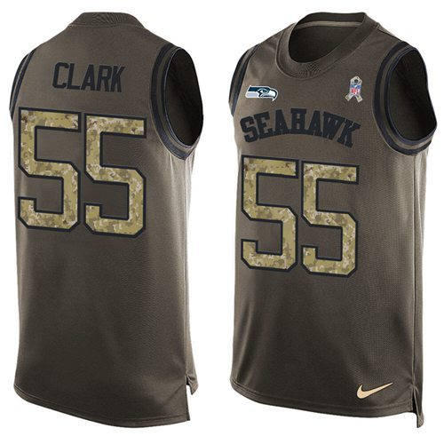 Nike Seahawks -55 Frank Clark Green Stitched NFL Limited Salute To Service Tank Top Jersey