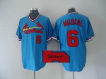 MLB St Louis Cardinals #6 Stan Musial Stitched Blue Autographed Jersey