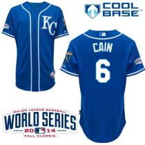 Kansas City Royals -6 Lorenzo Cain Light Blue Alternate 2 Cool Base W 2014 World Series Patch Stitch