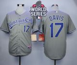 Kansas City Royals -17 Wade Davis Grey Cool Base W 2015 World Series Patch Stitched MLB Jersey