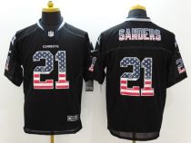 Nike Dallas Cowboys #21 Deion Sanders Black Men's Stitched NFL Elite USA Flag Fashion Jersey