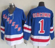 New York Rangers -1 Eddie Giacomin Light Blue CCM Throwback Stitched NHL Jersey