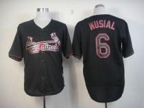 St Louis Cardinals #6 Stan Musial Black Fashion Stitched MLB Jersey