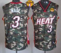 Miami Heat -3 Dwyane Wade Camo Stealth Collection Finals Patch Stitched NBA Jersey