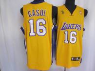 Los Angeles Lakers -16 Pau Gasol Stitched Yellow Champion Patch NBA Jersey