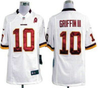 Nike Redskins -10 Robert Griffin III White With 80TH Patch Stitched NFL Game Jersey
