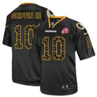 Nike Redskins -10 Robert Griffin III New Lights Out Black With 80TH Patch Stitched NFL Elite Jersey