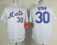 New York Mets -30 Nolan Ryan White Blue Strip  Home Cool Base Stitched MLB Jersey