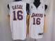 Los Angeles Lakers -16 Pau Gasol Stitched White Champion Patch NBA Jersey