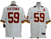 Nike Redskins -59 London Fletcher White With 80TH Patch Stitched NFL Elite Jersey