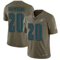 Nike Eagles -20 Brian Dawkins Olive Stitched NFL Limited 2017 Salute To Service Jersey