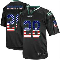 Nike New York Jets -28 Curtis Martin Black Men's Stitched NFL Elite USA Flag Fashion Jersey