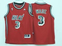 Miami Heat #3 Dwyane Wade Red Hardwood Classics Nights Stitched Youth NBA Jersey