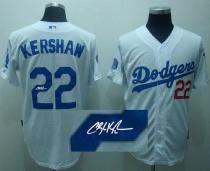 Los Angeles Dodgers -22 Clayton Kershaw White Cool Base Autographed Stitched MLB Jersey