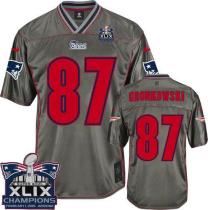 Nike New England Patriots -87 Rob Gronkowski Grey Super Bowl XLIX Champions Patch Mens Stitched NFL
