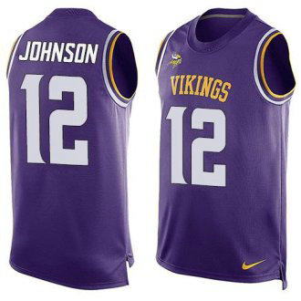 Nike Minnesota Vikings -12 Charles Johnson Purple Team Color Stitched NFL Limited Tank Top Jersey