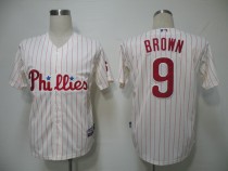 Philadelphia Phillies #9 Domoic Brown White Red Strip Stitched MLB Jersey