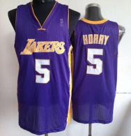 Los Angeles Lakers -5 Robert Horry Purple Throwback Stitched NBA Jersey