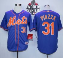 New York Mets -31 Mike Piazza Blue Alternate Home W 2015 World Series Patch Stitched MLB Jersey