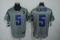 Nike Ravens -5 Joe Flacco Grey Shadow With Art Patch Stitched NFL Elite Jersey