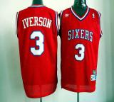 Philadelphia 76ers -3 Allen Iverson Red Throwback Stitched NBA Jersey