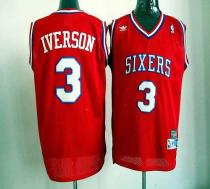 Philadelphia 76ers -3 Allen Iverson Red Throwback Stitched NBA Jersey