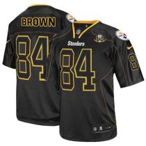 Nike Pittsburgh Steelers #84 Antonio Brown Lights Out Black With 80TH Patch Men's Stitched NFL Elite