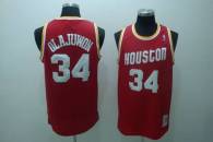 Mitchell and Ness Houston Rockets -34 Hakeem Olajuwon Stitched Red Throwback NBA Jersey