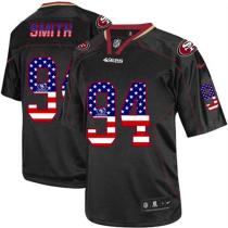 Nike San Francisco 49ers #94 Justin Smith Black Men‘s Stitched NFL Elite USA Flag Fashion Jersey
