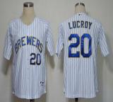 Milwaukee Brewers -20 Jonathan Lucroy White  blue strip  Stitched MLB Jersey