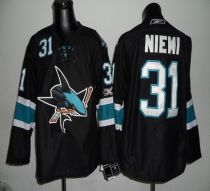 San Jose Sharks -31 Antti Niemi Black Stitched NHL Jersey