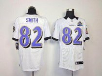 Nike Ravens -82 Torrey Smith White With Hall of Fame 50th Patch Men Stitched NFL Elite Jersey