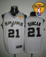 Revolution 30 San Antonio Spurs -21 Tim Duncan White Finals Patch Stitched NBA Jersey