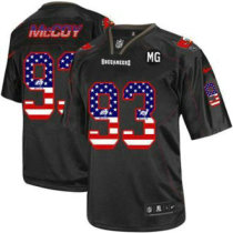 Nike Buccaneers -93 Gerald McCoy Black With MG Patch Stitched NFL Elite USA Flag Fashion Jersey
