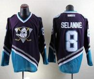Anaheim Ducks -8 Teemu Selanne Purple Turquoise CCM Throwback Stitched NHL Jersey