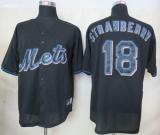 New York Mets -18 Darryl Strawberry Black Fashion Stitched MLB Jersey