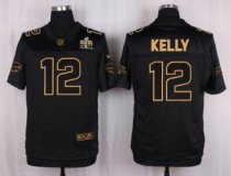 Nike Buffalo Bills -12 Jim Kelly Black Stitched NFL Elite Pro Line Gold Collection Jersey
