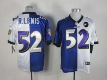 Nike Ravens -52 Ray Lewis Purple White With Art Patch Stitched NFL Elite Split Jersey