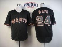 San Francisco Giants #24 Willie Mays Black Fashion W 2014 World Series Patch Stitched MLB Jersey