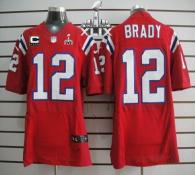 Nike New England Patriots -12 Tom Brady Red Alternate With C Patch Super Bowl XLIX Mens Stitched NFL