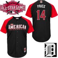 Detroit Tigers #14 David Price Black 2015 All-Star American League Stitched MLB Jersey