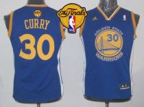 Revolution 30 Golden State Warriors #30 Stephen Curry Blue The Finals Patch Stitched Youth NBA Jerse