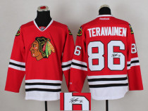 Autographed Chicago Blackhawks -86 Teuvo Teravainen Stitched Red NHL Jersey