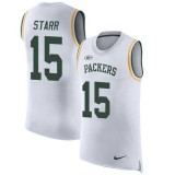 Nike Packers -15 Bart Starr White Stitched NFL Limited Rush Tank Top Jersey