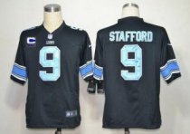Nike Lions -9 Matthew Stafford Black Alternate With C Patch Stitched NFL Game Jersey